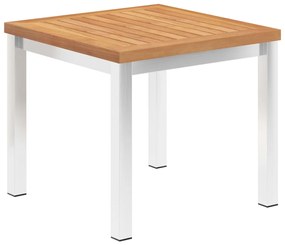 Záhradný príručný stôl 45x45x38 cm teakový masív a nehrdzavejúca oceľ
