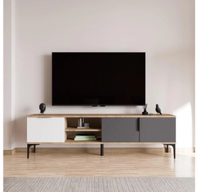 TV stolík/skrinka Tarza TV (biela + dub antracitový). Vlastná spoľahlivá doprava až k Vám domov. 1108146