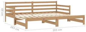 Rozkladacia denná posteľ 2x(90x200)cm, medová, borovicový masív
