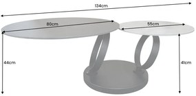 Konferenčný stolík DANCING RINGS 80-135cm otočný keramický čierno-sivý