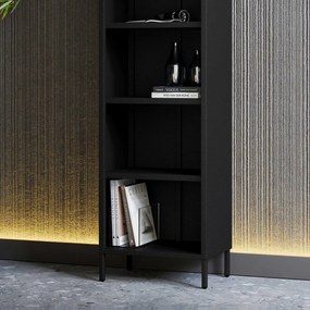 Čierny kovový regál na knihy MARIO Modern 500 x 1800 x 350 mm