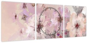 Obraz - Umelecká koláž s motýľmi (s hodinami) (90x30 cm)