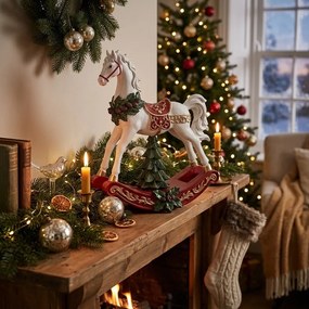 Christmas Decoration Figurine Rocking Horse 32x12x39 Cm White Plastic - 32*12*39 cm