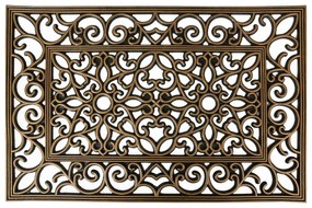 Čierno-zlatá gumená rohožka s ornamentami Ornia - 60*40*1 cm