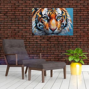 Obraz - Pohľad tigra, maľba (90x60 cm)
