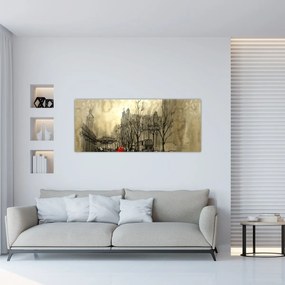 Obraz - Skica mestečka (120x50 cm)