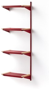 Regál na topánky JEPPE so 4 policami, prídavná sekcia, 1790x600x310 mm, červená/breza