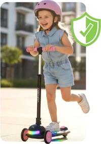 Ricokids Glowi LED balančná Kolobežka pre deti - čierno-ružová