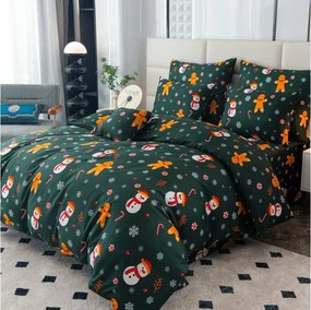 Polybavlnené obliečky SNIEHULIAK A PERNÍČEK POLY zelené Rozmer obliečky: 70 x 90 cm | 140 x 200 cm