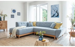 Svetlomodrá rozkladacia rohová pohovka Miuform Dazzling Daisy L, ľavý roh