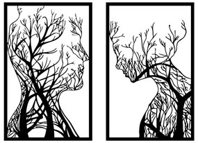 SADA 2x Nástenná dekorácia 86x63 cm strom života kov