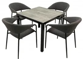 Doppler Bergamo 90x90 Melia Likatex - hliníková sedacia súprava 4+1