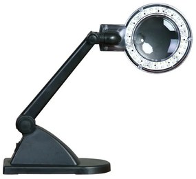 Stolová LED lampa so zväčšovacou lupou, čierna