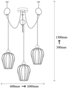 Luster na lanku TEL 3xE27/40W/230V pavúk