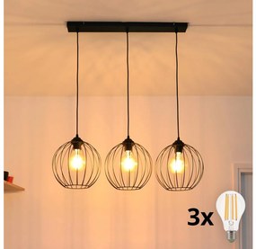 Helam LED Luster na lanku MERCURE 3xE27/15W/230V W-L 1388/3 BK-B