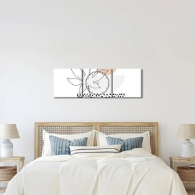 Obraz - Line art kvety N⁰3 (s hodinami) (90x30 cm)
