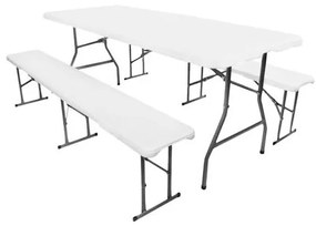 Garthen 341 Skladací záhradný stôl 183 cm + 2 lavice
