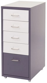 Zásuvková skrinka Boston T851 - 69x28x41cm, 5 zásuviek - tmavosivá biela-tmavosivá