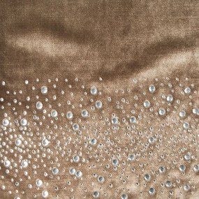 Luxsný zamatový stredový obrus v béžovej farbe s perličkami