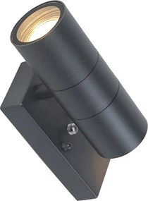 Vonkajšia nástenná lampa tmavosivá 2-svetlo so senzorom súmraku - Duo