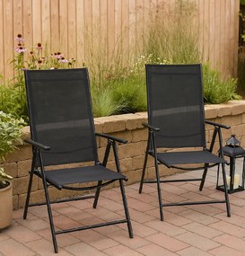 TRENDIE Záhradné stoličky s polohovateľným operadlom sada 2ks čierne