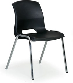 Plastová jedálenská stolička s kovovou konštrukciou CLEO, čierna