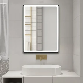 Aqualine Aqualine, SWIDA zrkadlo s LED osvetlením 60x80cm, dotykový senzor, stmievateľné, čierna matná, SW060