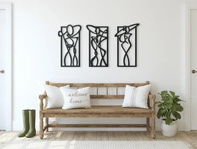 drevko 3-dielny avantgardný obraz 3 dámy Rozmer obrazu: 34,5 x 65 cm, Farba dekorácie: Čierna