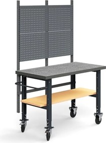 Mobilný dielenský stôl TRUST, panel na náradie, spodná polica, 1500x760 mm, vinylový povrch