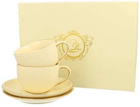 Porcelánová šálka s podšálkou Ecru Ice Cream 220 ml sada 2ks