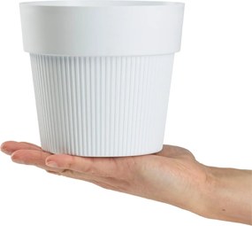 PLASTOVÝ KVETINÁČ SILVA LINE 16X14 CM BIELA