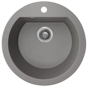 Laveo Dafne, 1-komorový granitový drez 510x510x205 mm, šedá, LAV-SBD_580T