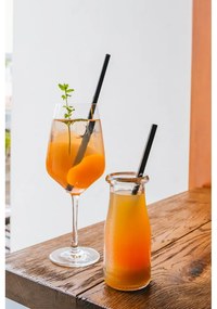 Sada 6 čiernych sklenených slamiek na pitie Vialli Design, dĺžka 20 cm