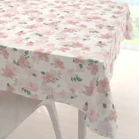 Biante Zamatový štvorcový obrus Tamara TMR-036 Ružovo-béžové akvarelové kvety na bielom 90x90 cm