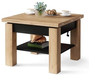 Rozkladací konferenčný/jedálenský stôl so zdvíhacou doskou CALEB dub craft/čierna