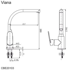 Mereo Mereo, Drezová stojanková batéria, Viana, s ramienkom nad pákou, výška 306 mm, chróm, MER-CBE20103