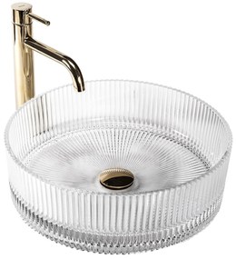 Rea Ingrid, sklenené umývadlo na dosku 40x40x13 cm, číra, REA-U0278