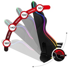 Herné kreslo Fusion 6.2 (čierna + viacfarebná) (s osvetlením). Vlastná spoľahlivá doprava až k Vám domov. 1087486