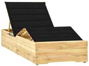 Ležadlo s čiernym vankúšom impregnované borovicové drevo 3065946