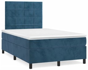 Boxspring posteľ s matracom a LED, tmavomodrá 120x190 cm, zamat 3270315