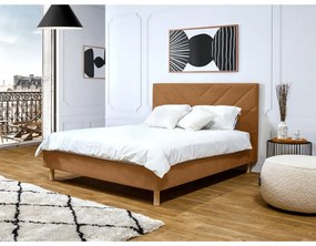 Oranžová čalúnená dvojlôžková posteľ s roštom 140x190 cm Romane – Bobochic Paris