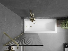 Mexen Next, 1-krídlová vaňová zástena 70 x 150 cm, 6mm sklo Ribs, zlatá matná, 895-070-000-00-09-55