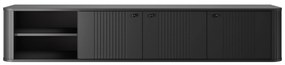Závesná TV skrinka Vesper 187 cm - čierna / čierne úchytky