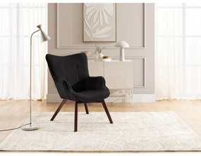 Čierne menčestrové kreslo s podnožkou Niko – Ropez