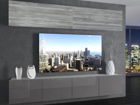 Obývacia stena 200 cm TV/RTV sivá antracit grafitový lesk IMP 6/5/W/GW1S/0/0