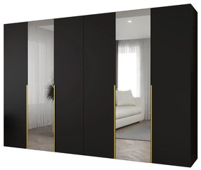 Šatníková skriňa 300 cm Alice 2 (čierna + zlatá). Akcia -20%. Vlastná spoľahlivá doprava až k Vám domov. 1126197