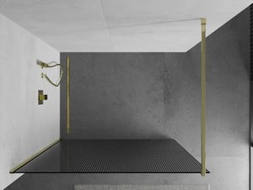 Mexen Kioto, sprchová zástena 70 x 200 cm, 8mm sklo s rebrovým vzorom, zlatý profil, 800-070-101-50-09