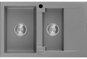 Mexen Gaspar granitový 1,5-komorový drez s krátkym odkvapkávačom 737 x 475 mm, šedá - 6507731505-71