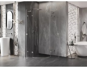 Mexen Lunar, L výklopný polkruhový sprchový kút 80 x 80 cm, 8mm číre sklo, oceľový profil, 833L-080L-080P-97-00
