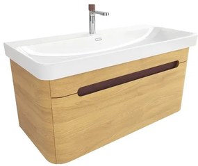 Kúpeľňová skrinka s umývadlom SAT Fusion 97,5x43x45 cm dub medový mat SATFUSION100DMUBA, 1 ks